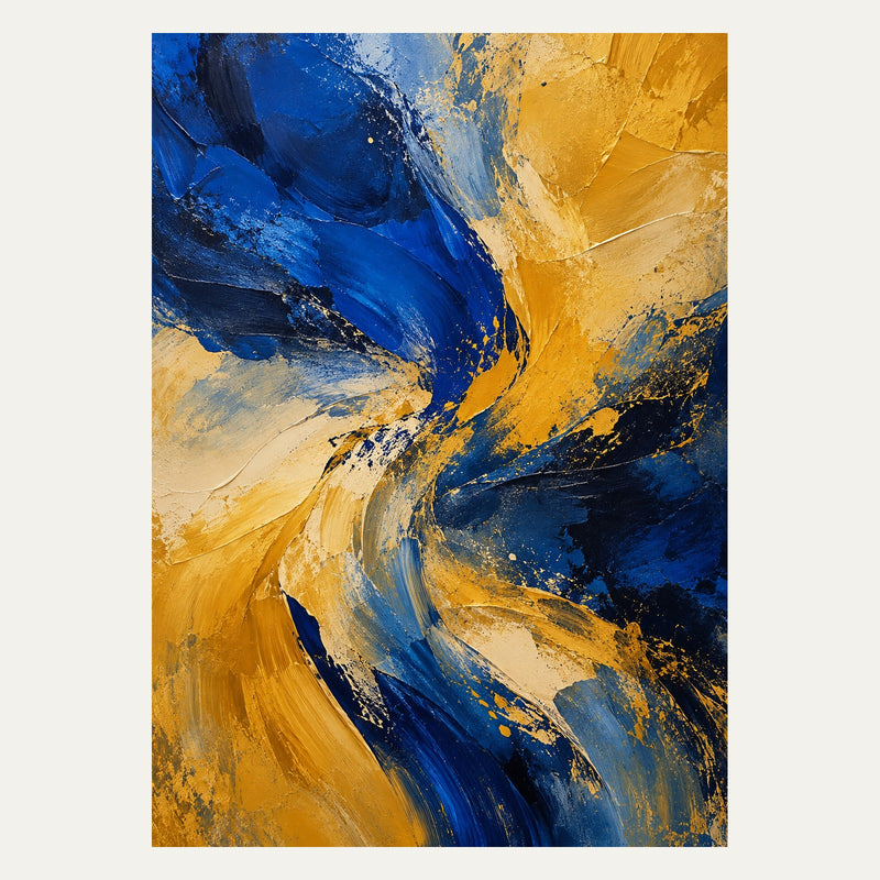 Ultramarine and Ochre Sweep, portrait abstract wall art