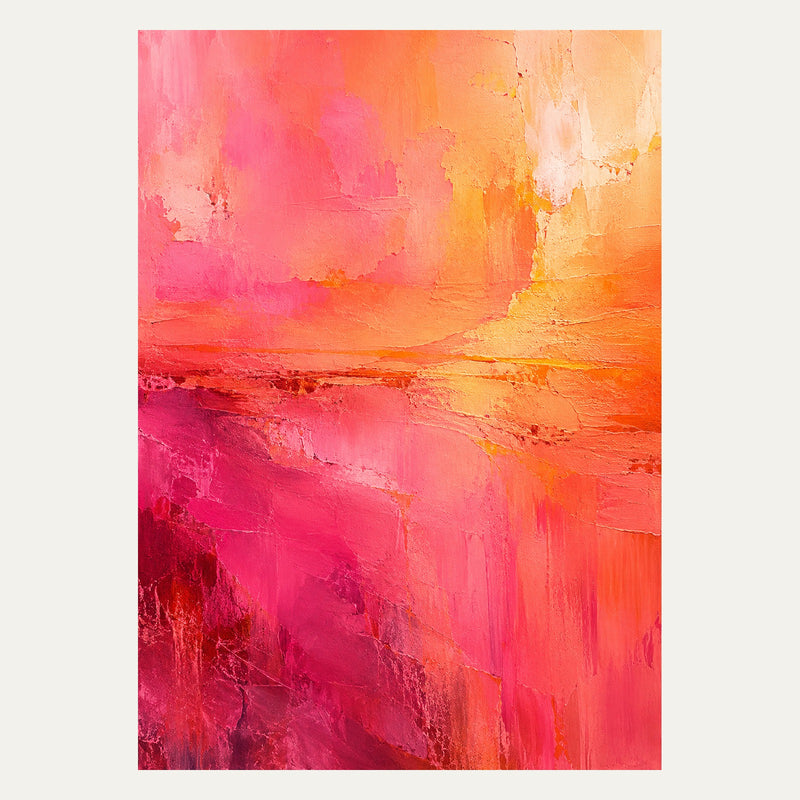 Pink and Orange Sunset, portrait abstract wall art
