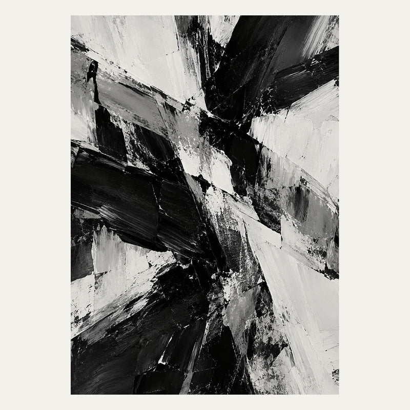 Black and White Fractures, portrait abstract wall art
