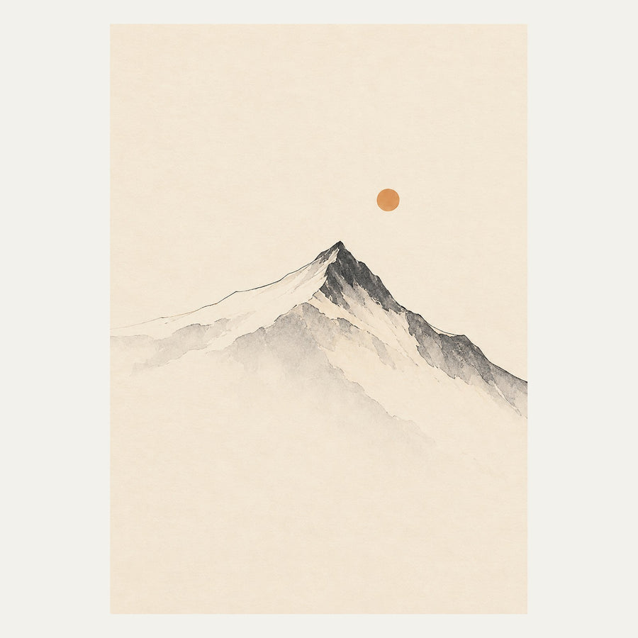 Mountain and Small Sun, portrait minimalist wall art