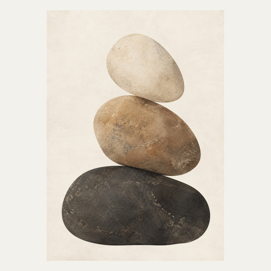 Balanced Earth Stones, portrait minimalist wall art