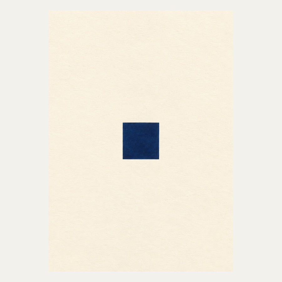 Navy Square on Cream, portrait minimalist wall art