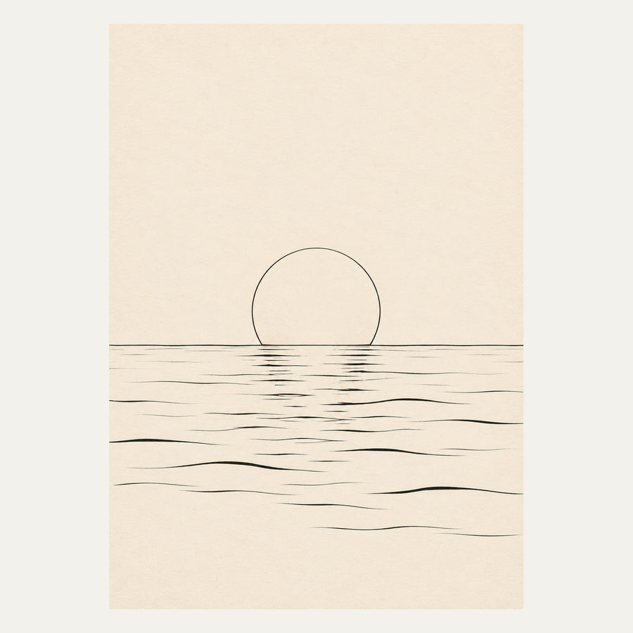 Line Sun and Water, portrait minimalist wall art