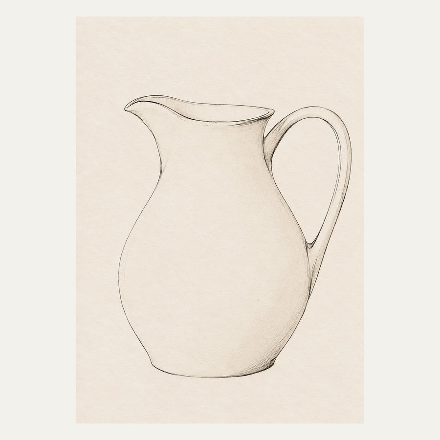 Ceramic Pitcher Line Art, portrait minimalist wall art