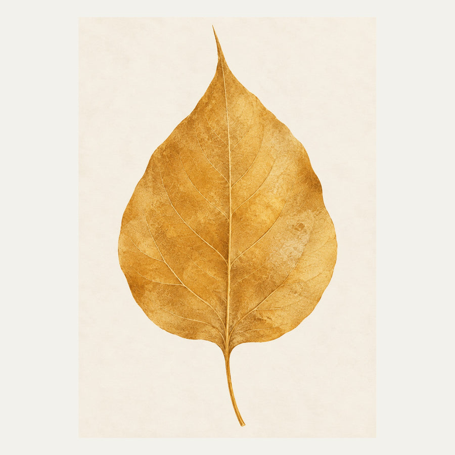 Golden Ochre Leaf, portrait minimalist wall art