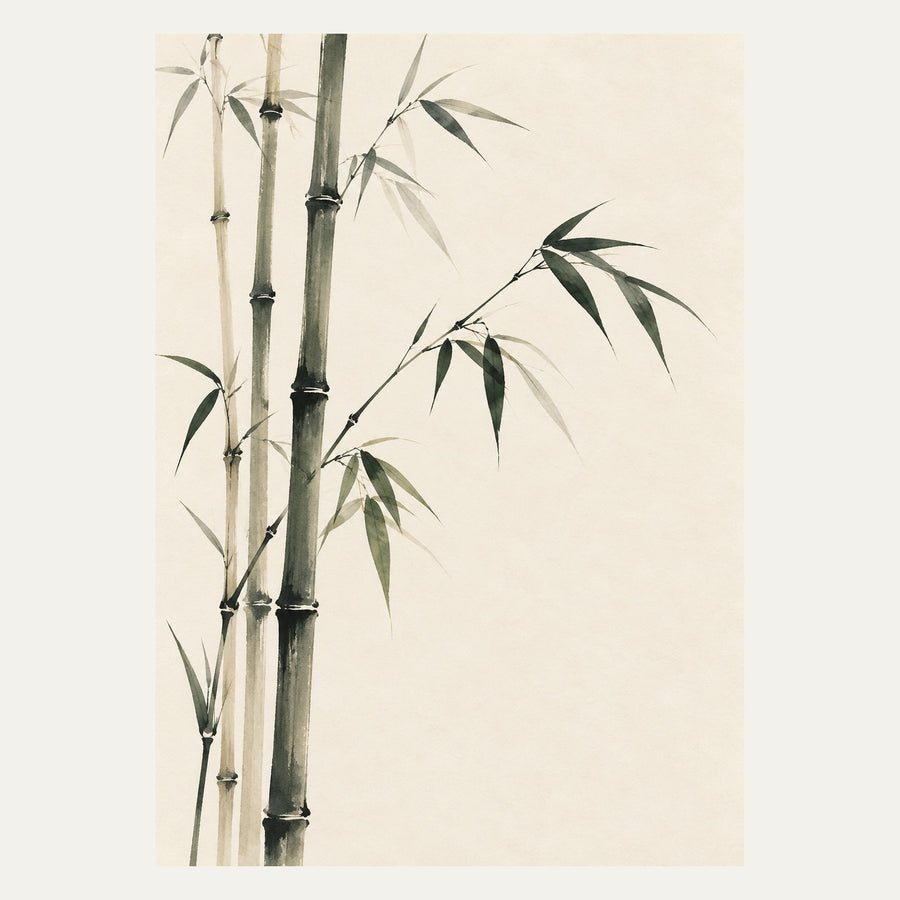 Sparse Bamboo Stalks, portrait minimalist wall art