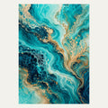 Turquoise and Coral Flow, portrait abstract wall art
