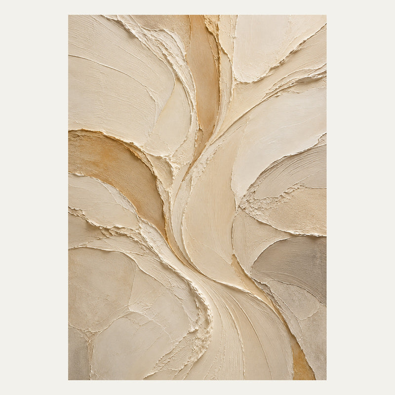 Warm Cream Plaster Ridges, portrait abstract wall art