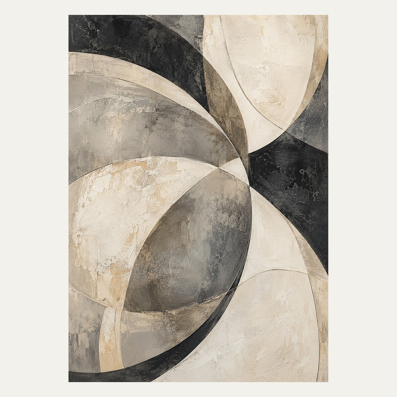 Graphite Intersecting Arcs, portrait abstract wall art