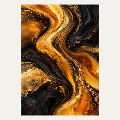 Amber and Black Curves, portrait abstract wall art
