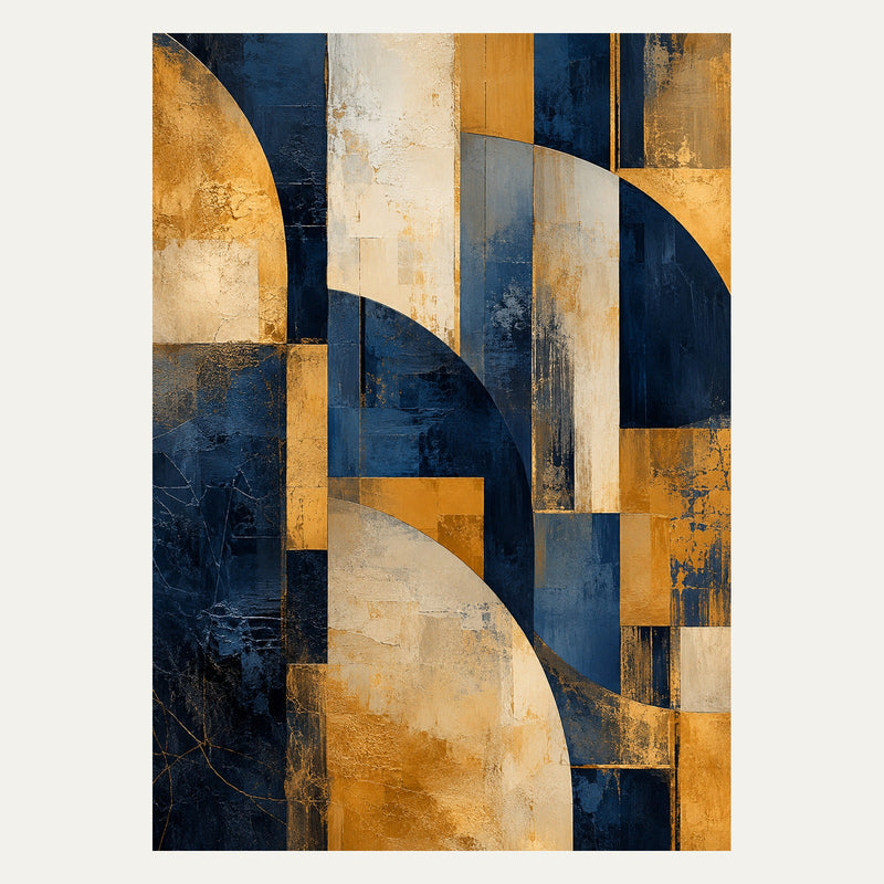 Ochre and Navy Architecture, portrait abstract wall art
