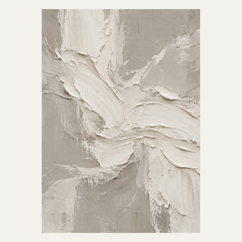 White Texture on Warm Grey, portrait abstract wall art