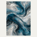 Pearl Grey and Petrol Ripples, portrait abstract wall art