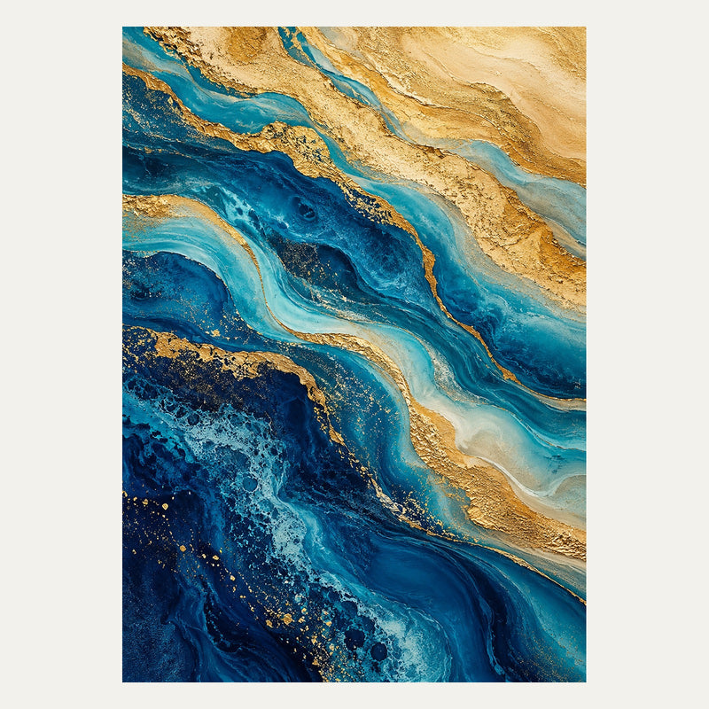 Golden Sand and Ocean Bands, portrait abstract wall art