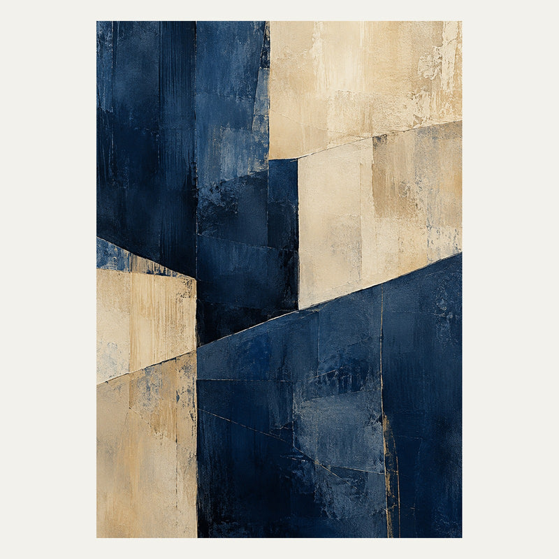 Indigo and Beige Monoliths, portrait abstract wall art