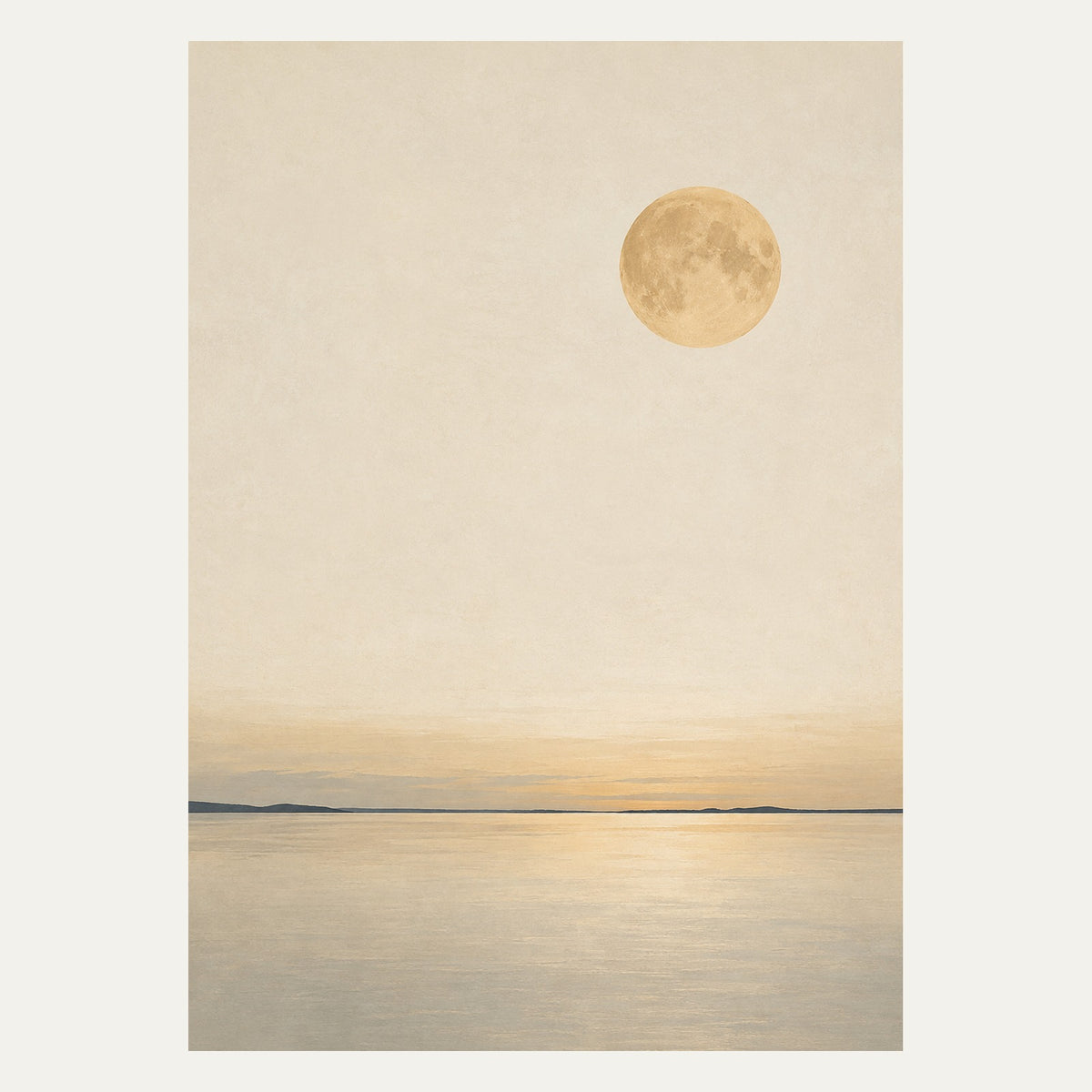 Golden Moon Horizon, portrait minimalist wall art