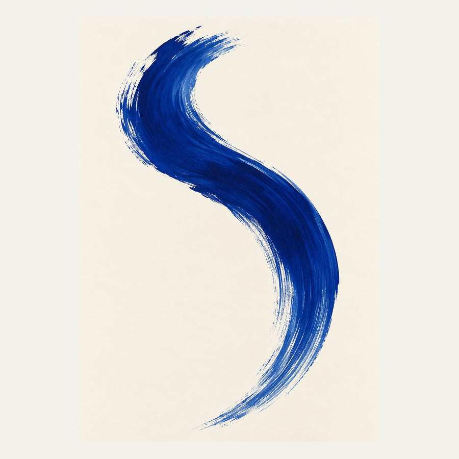 Cobalt Brushstroke, portrait minimalist wall art