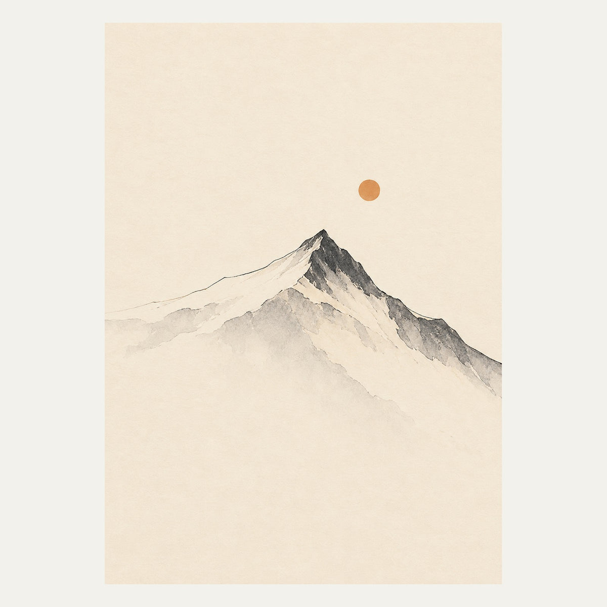 Mountain and Small Sun, portrait minimalist wall art