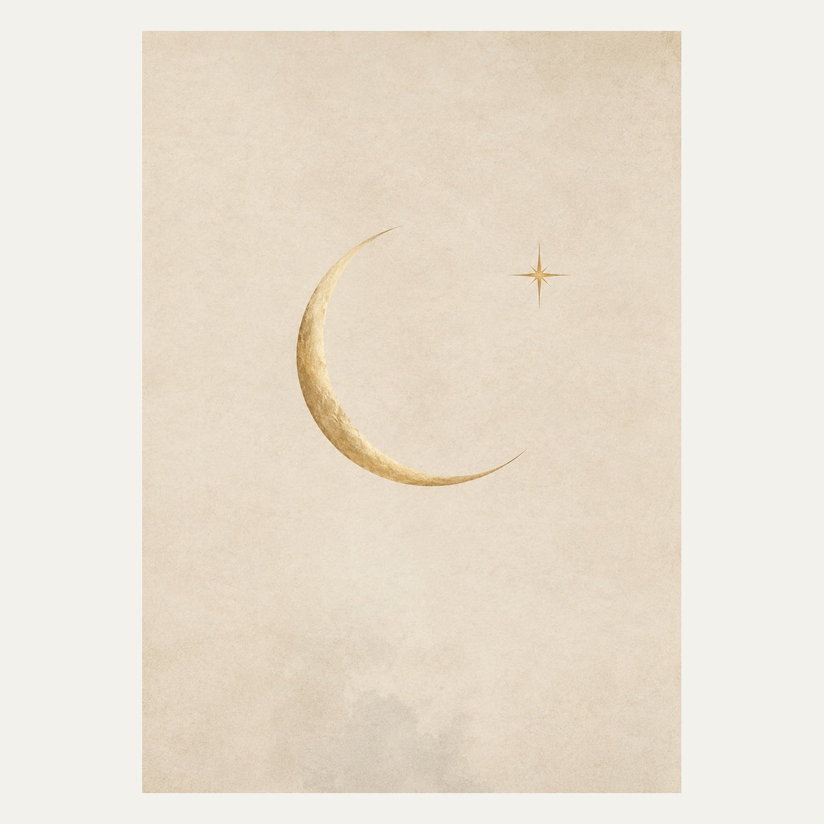 Crescent Moon and Star, portrait minimalist wall art