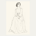 Seated Woman Line Art, portrait minimalist wall art