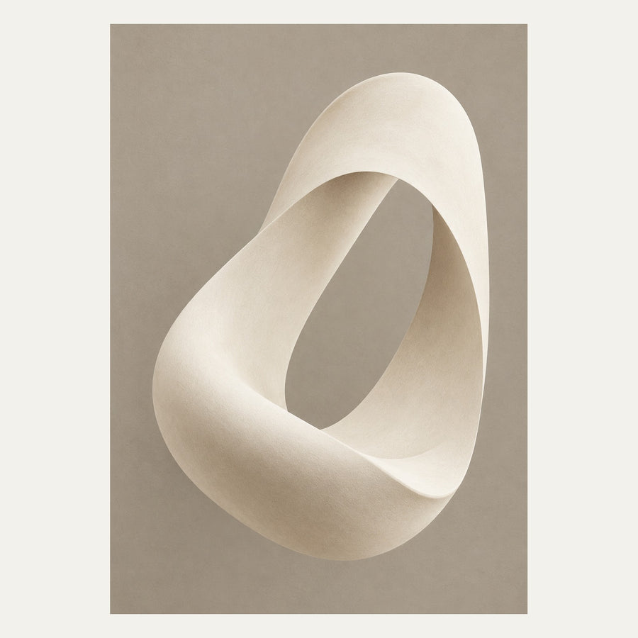 Ivory Sculptural Loop, portrait minimalist wall art