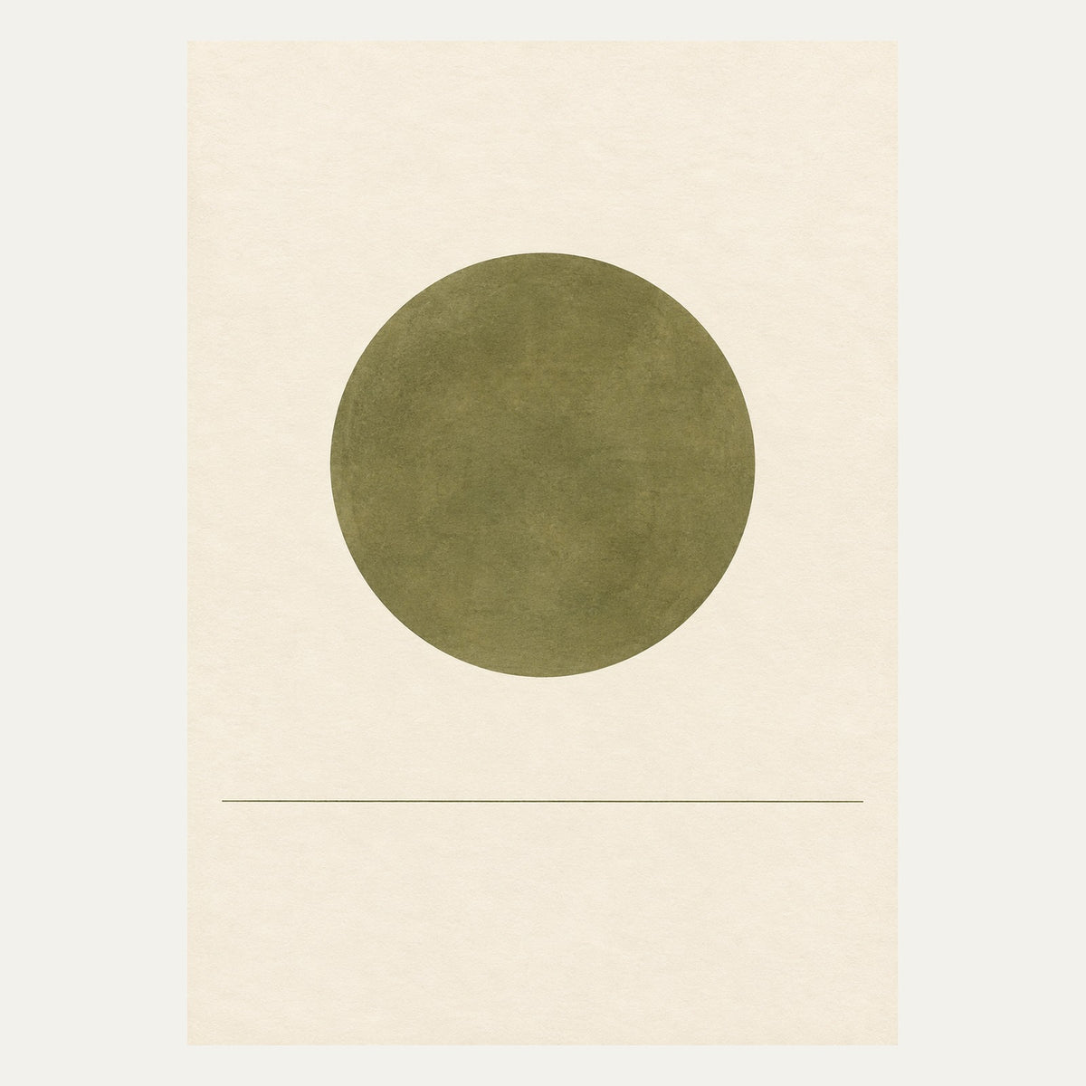 Olive Circle and Horizon, portrait minimalist wall art