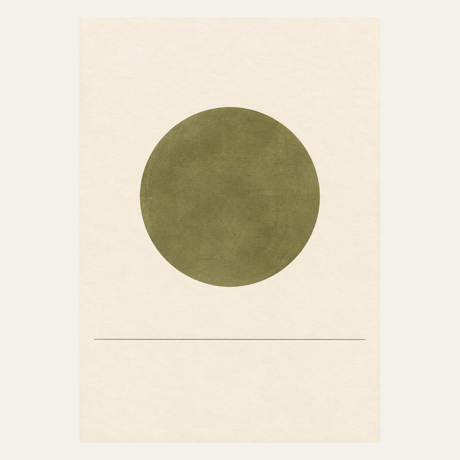 Olive Circle and Horizon, portrait minimalist wall art