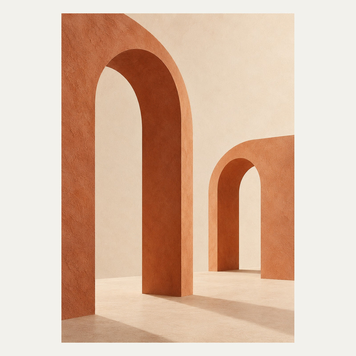 Terracotta Twin Arches, portrait minimalist wall art