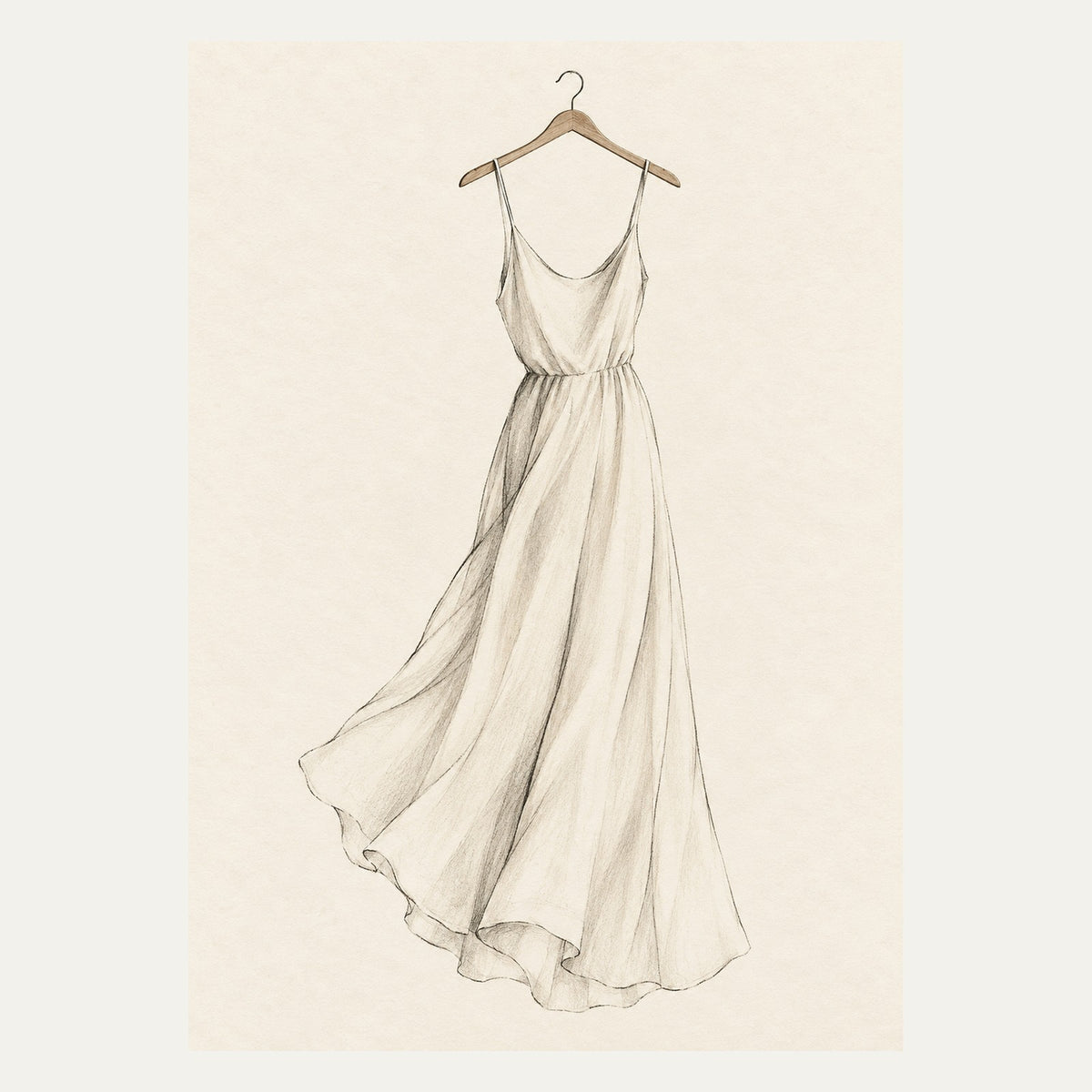 Linen Dress on Hanger, portrait minimalist wall art