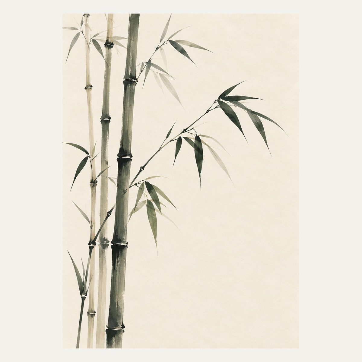 Sparse Bamboo Stalks, portrait minimalist wall art