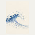 Blue Wave Crest, portrait minimalist wall art